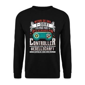Gamer Wenn du das Lesen Kannst Zurück zur - Unisex Pullover - Schwarz - Vorne - Alina (178cm) & Michal (187cm)