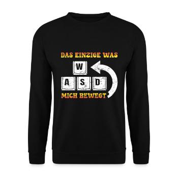 Gamer Das Einzigste Was Mich Bewegt WASD - Unisex Pullover - Schwarz - Vorne - Alina (178cm) & Michal (187cm)