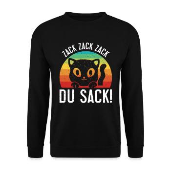 Gaming Katze Zack Zack Du Sack! Videospieler - Unisex Pullover - Schwarz - Vorne - Alina (178cm) & Michal (187cm)