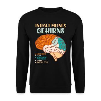 Video Spieler Inhalt meines Gehirns Videospiele - Unisex Pullover - Schwarz - Vorne - Alina (178cm) & Michal (187cm)