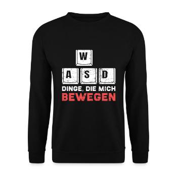 Zocken PC WASD Dinge die mich Bewegen Zocker - Unisex Pullover - Schwarz - Vorne - Alina (178cm) & Michal (187cm)