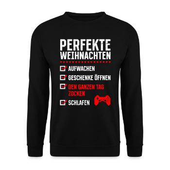 Perfekte Weihnachten Gaming Video Spiele - Unisex Pullover - Schwarz - Vorne - Alina (178cm) & Michal (187cm)