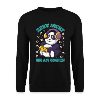 Gaming Panda Nerv Nicht Bin am Zocken Videospiel - Unisex Pullover - Schwarz - Vorne - Alina (178cm) & Michal (187cm)