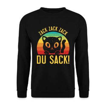 Gaming Katze Zack Zack Du Sack! Videospieler - Unisex Pullover - Schwarz - Vorne - Alina (178cm) & Michal (187cm)