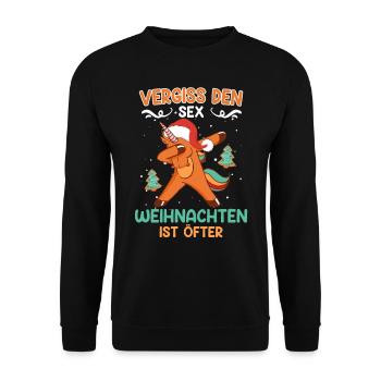 Vergiss den Sex Weihnachten ist Öfter Lebkuchen - Unisex Pullover - Schwarz - Vorne - Alina (178cm) & Michal (187cm)