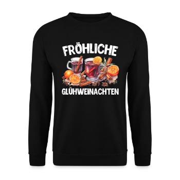 Fröhliche Glühweinachten Weihnachtsmarkt Glühwein - Unisex Pullover - Schwarz - Vorne - Alina (178cm) & Michal (187cm)