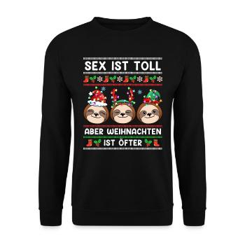 Sex ist Toll aber Weihnachten ist Öfter X-Mas - Unisex Pullover - Schwarz - Vorne - Alina (178cm) & Michal (187cm)