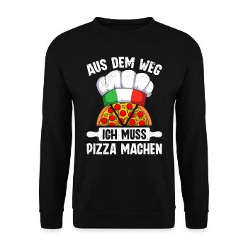 Pizzabacken Aus dem Weg ich Muss Pizza Machen - Unisex Pullover - Schwarz - Vorne - Alina (178cm) & Michal (187cm)