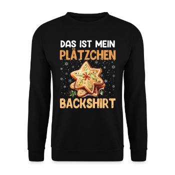 Backstube Das ist mein Plätzchen Backshirt Kekse - Unisex Pullover - Schwarz - Vorne - Alina (178cm) & Michal (187cm)