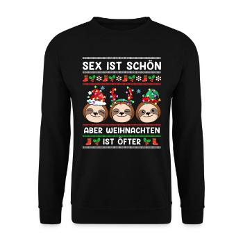 Sex ist Schön aber Weihnachten ist Öfter Hundefan - Unisex Pullover - Schwarz - Vorne - Alina (178cm) & Michal (187cm)