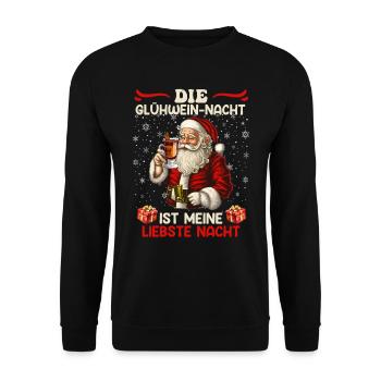 Santa Meine Liebste Weihnacht ist Glühwein-Nacht - Unisex Pullover - Schwarz - Vorne - Alina (178cm) & Michal (187cm)