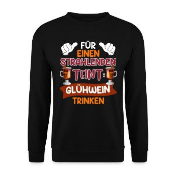Glühweinstand Für Strahlenden Teint Glühwein - Unisex Pullover - Schwarz - Vorne - Alina (178cm) & Michal (187cm)