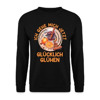 Weihnachtsmarkt Gehe Mich Jetzt Glücklich Glühen - Unisex Pullover - Schwarz - Vorne - Alina (178cm) & Michal (187cm)