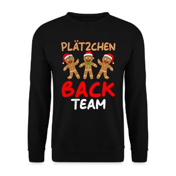 Plätzchen Back Team Lebkuchenmann Kekse - Unisex Pullover - Schwarz - Vorne - Alina (178cm) & Michal (187cm)