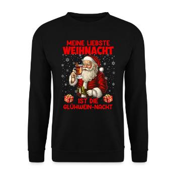 Santa Meine Liebste Weihnacht ist Glühwein-Nacht - Unisex Pullover - Schwarz - Vorne - Alina (178cm) & Michal (187cm)