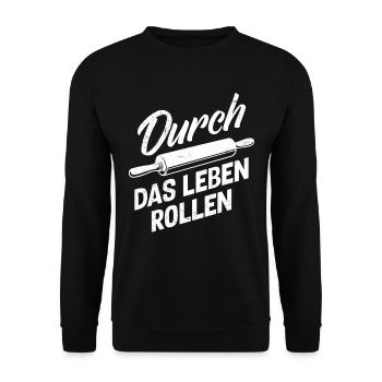 Bäcker Durch das Leben Rollen Backliebhaber - Unisex Pullover - Schwarz - Vorne - Alina (178cm) & Michal (187cm)