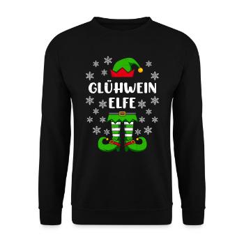 Glühwein Elfe Weihnachtsmarkt Glühweinstand - Unisex Pullover - Schwarz - Vorne - Alina (178cm) & Michal (187cm)