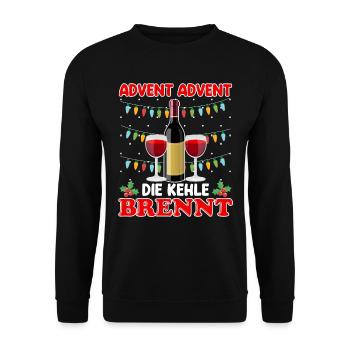 Advent Advent die Kehle Brennt Glühwein - Unisex Pullover - Schwarz - Vorne - Alina (178cm) & Michal (187cm)