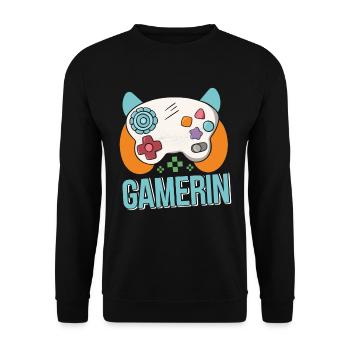 Gamerin Zocken Frauen Gamer Girl Videospiel - Unisex Pullover - Schwarz - Vorne - Alina (178cm) & Michal (187cm)