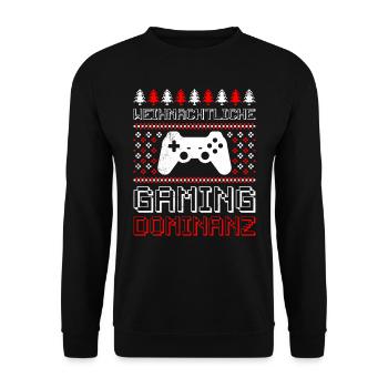 Weihnachtliche Gaming Dominanz Zocker X-Mas - Unisex Pullover - Schwarz - Vorne - Alina (178cm) & Michal (187cm)