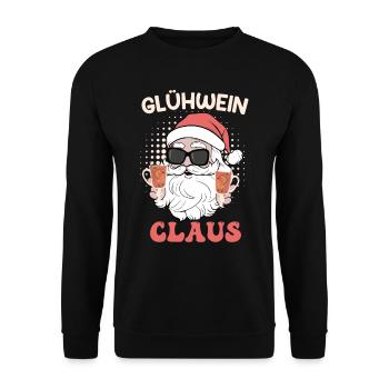 Glühwein Claus Weihnachtsmann Cool Weihnachten - Unisex Pullover - Schwarz - Vorne - Alina (178cm) & Michal (187cm)