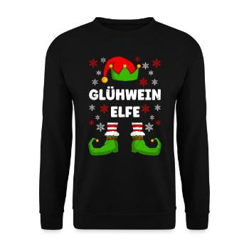 Glühwein Elfe Weihnachtsmarkt Glühweinstand - Unisex Pullover - Schwarz - Vorne - Alina (178cm) & Michal (187cm)