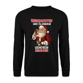 Weihnachten und Glühwein gehören Zusammen - Unisex Pullover - Schwarz - Vorne - Alina (178cm) & Michal (187cm)