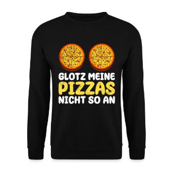 Pizzafan Glotz meine Pizzas nicht so An Bäcker - Unisex Pullover - Schwarz - Vorne - Alina (178cm) & Michal (187cm)