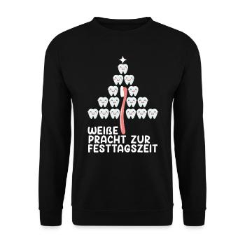 Zahnpflege Weiße Pracht zur Festtagszeit - Unisex Pullover - Schwarz - Vorne - Alina (178cm) & Michal (187cm)