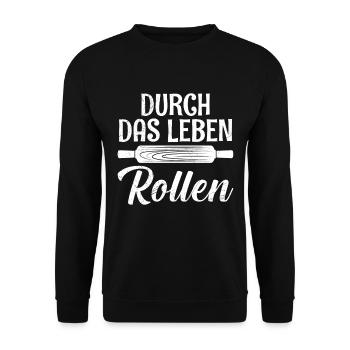 Bäcker Durch das Leben Rollen Backliebhaber - Unisex Pullover - Schwarz - Vorne - Alina (178cm) & Michal (187cm)