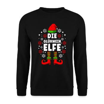 Glühwein Elfe Weihnachtsmarkt Glühweinstand - Unisex Pullover - Schwarz - Vorne - Alina (178cm) & Michal (187cm)