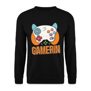 Gamerin Zocken Frauen Gamer Girl Videospiel - Unisex Pullover - Schwarz - Vorne - Alina (178cm) & Michal (187cm)