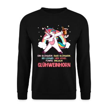 Weihnachtsmarkt Glühweinhorn Glühwein Advent - Unisex Pullover - Schwarz - Vorne - Alina (178cm) & Michal (187cm)
