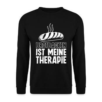 Brotbacken ist Meine Therpie Brotliebhaber - Unisex Pullover - Schwarz - Vorne - Alina (178cm) & Michal (187cm)