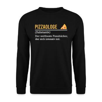Bäcker Pizzaologe Backliebhaber Pizza Fan - Unisex Pullover - Schwarz - Vorne - Alina (178cm) & Michal (187cm)
