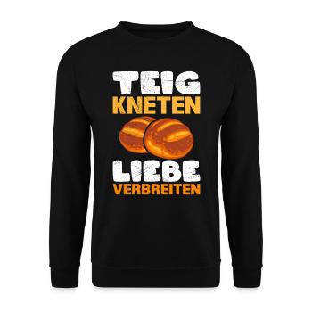 Teig Kneten Liebe Verbreiten Brotliebe Brotbacken - Unisex Pullover - Schwarz - Vorne - Alina (178cm) & Michal (187cm)