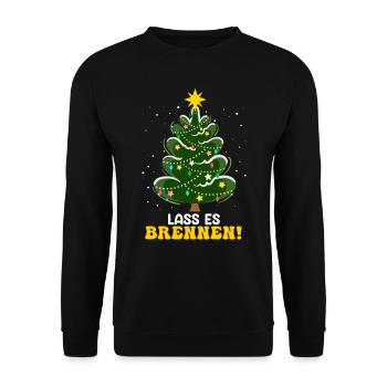 Weihnachtsbaum Lass es Brennen Tannenbaum - Unisex Pullover - Schwarz - Vorne - Alina (178cm) & Michal (187cm)