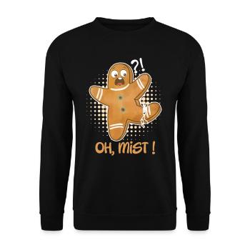 Lebkuchenmann Oh Mist! Backliebhaber Kekse - Unisex Pullover - Schwarz - Vorne - Alina (178cm) & Michal (187cm)