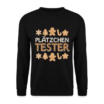 Offizieller Plätzchen Tester Weihnachtsgebäck - Unisex Pullover - Schwarz - Vorne - Alina (178cm) & Michal (187cm)