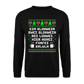 Glühwein Bude Ein Glühwein Swei Glühwein rei... - Unisex Pullover - Schwarz - Vorne - Alina (178cm) & Michal (187cm)