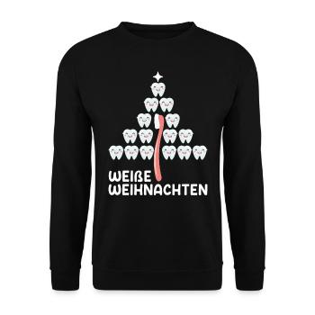 Weiße Weihnachten Zähneputzen Weihnachtsbaum - Unisex Pullover - Schwarz - Vorne - Alina (178cm) & Michal (187cm)