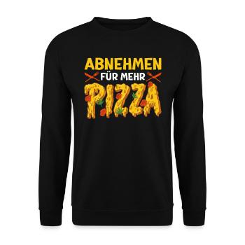 Pizza Liebhaber Abnehmen für mehr Pizza - Unisex Pullover - Schwarz - Vorne - Alina (178cm) & Michal (187cm)