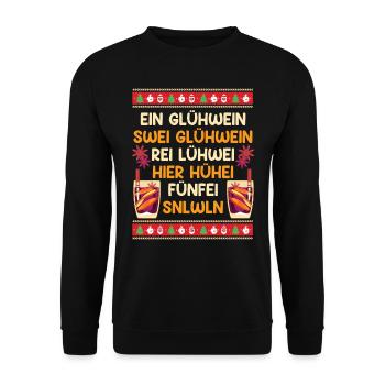 X-Mas Ein Glühwein Swei Glühwein Rei Glühwein - Unisex Pullover - Schwarz - Vorne - Alina (178cm) & Michal (187cm)