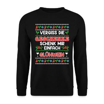 Glühweinstand Vergiss die Geschenke Schenk - Unisex Pullover - Schwarz - Vorne - Alina (178cm) & Michal (187cm)