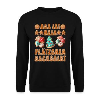 Bäcker Das ist mein Plätzchen Back Shirt Backen - Unisex Pullover - Schwarz - Vorne - Alina (178cm) & Michal (187cm)