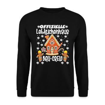 Lebkuchenhaus Bau Crew Weihnachtsbäckerei - Unisex Pullover - Schwarz - Vorne - Alina (178cm) & Michal (187cm)
