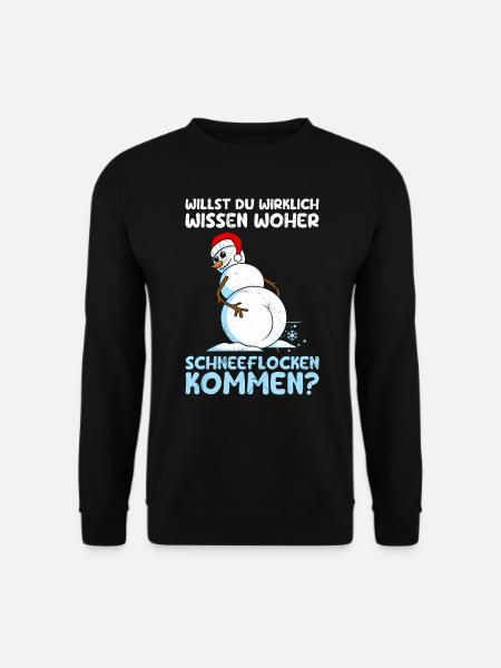 Schneemann Willst du Wissen Woher Schneeflocken - Unisex Pullover - Schwarz