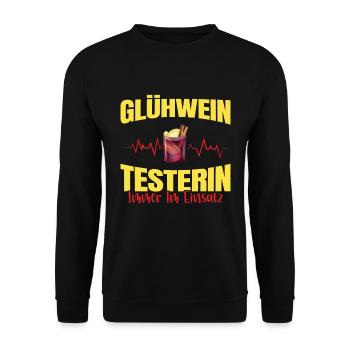 Glühwein Testerin Glühweinstand Weihnachten - Unisex Pullover - Schwarz - Vorne - Alina (178cm) & Michal (187cm)