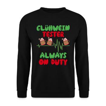 Glühwein Testerin Immer Im Einsatz Glühweinbude - Unisex Pullover - Schwarz - Vorne - Alina (178cm) & Michal (187cm)