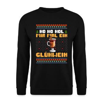 Glühweinstand Ho Ho Hol mir mal einen Glühwein - Unisex Pullover - Schwarz - Vorne - Alina (178cm) & Michal (187cm)